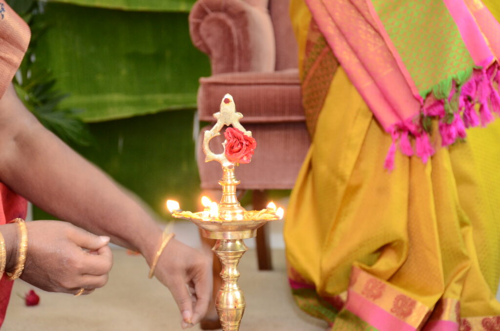 Brass diya for festive decor at the living room