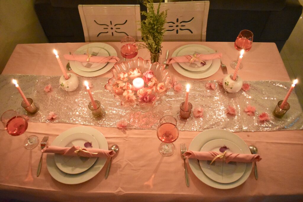 Decorated this diwali season with embracing Pink and Peach pastel pellet with a tinge of gold and silver