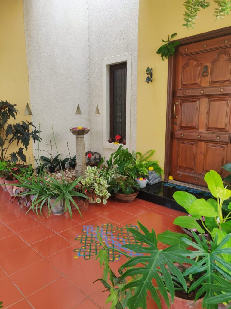the beautiful indoor and outdoor green spaces at the front door