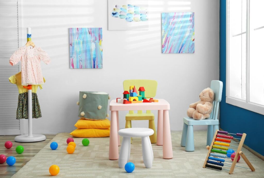 bright and colorful toddler room
safe indoor play areas for toddlers