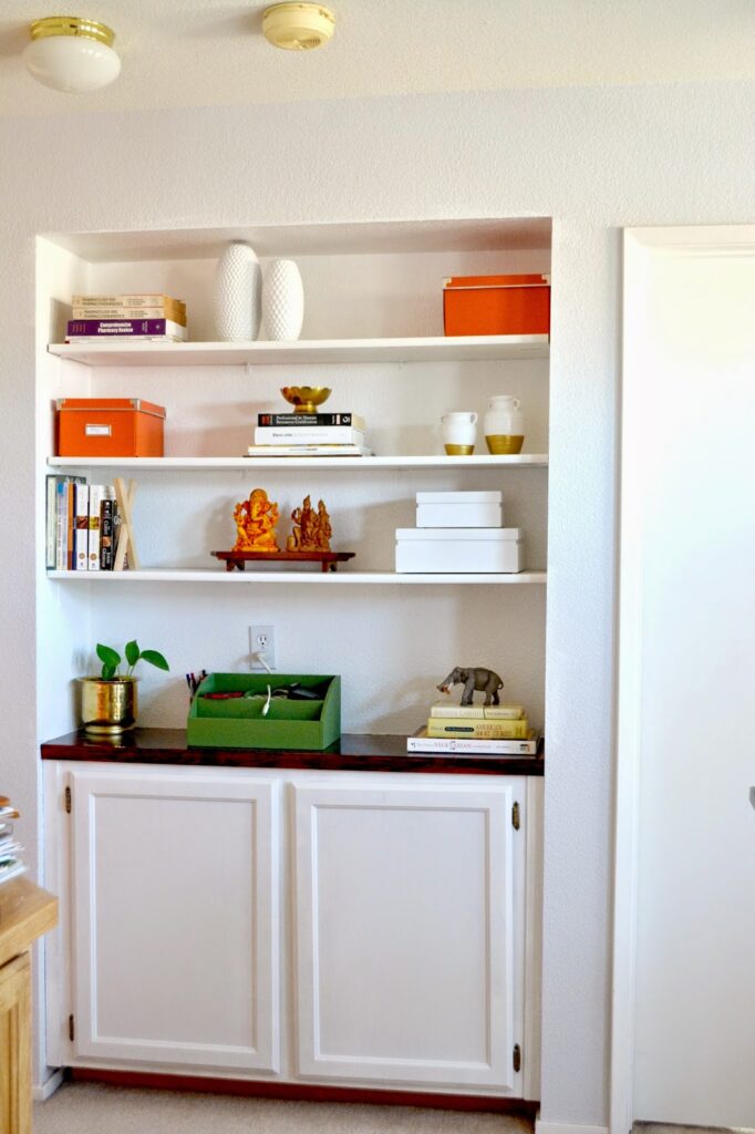 book shelf in neutrals with pops of colour decor goals 2020 for india