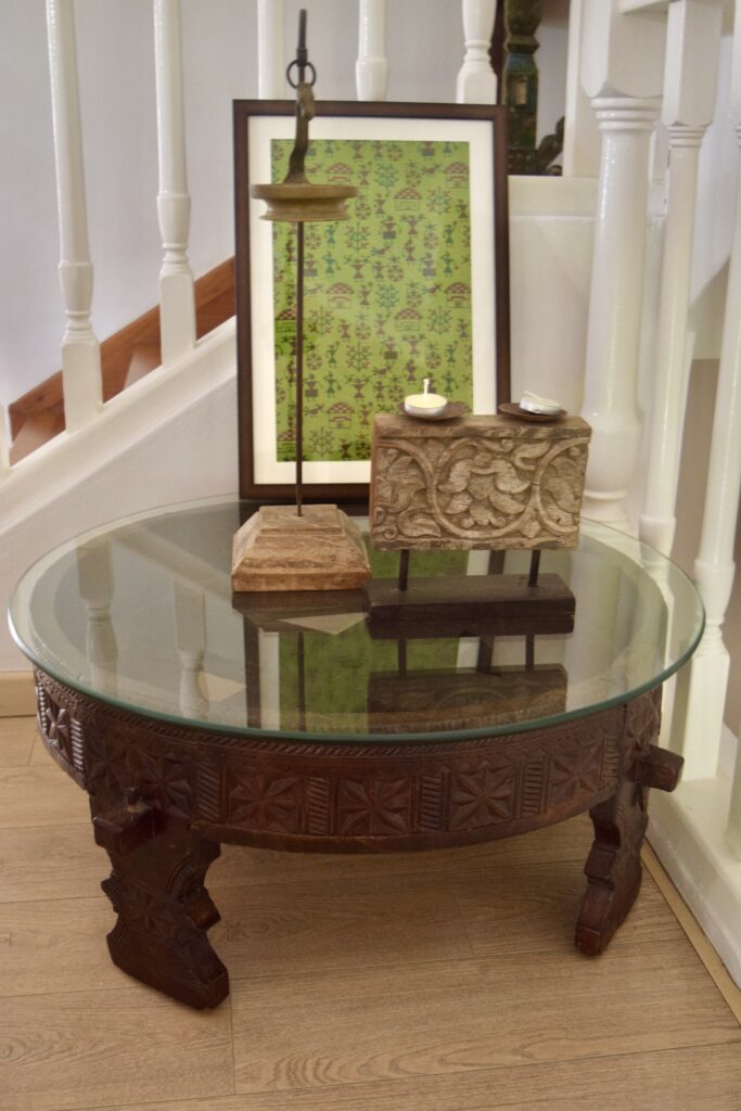 The chakki table at the corner of the living room | ASHA RAJ home tour