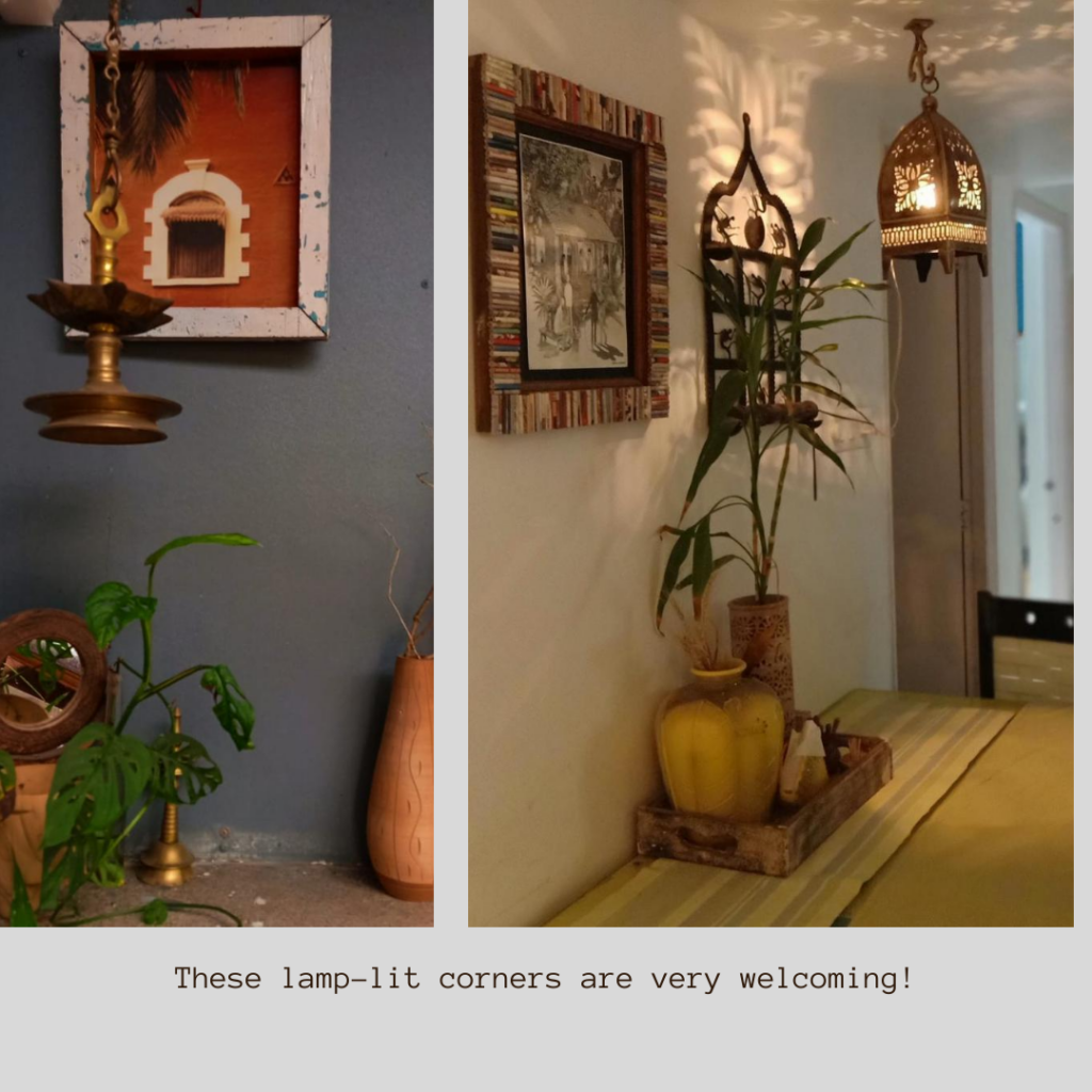 Leesha create these lamp-lit at the corner of the room | Pune home tour | Thekeybunch