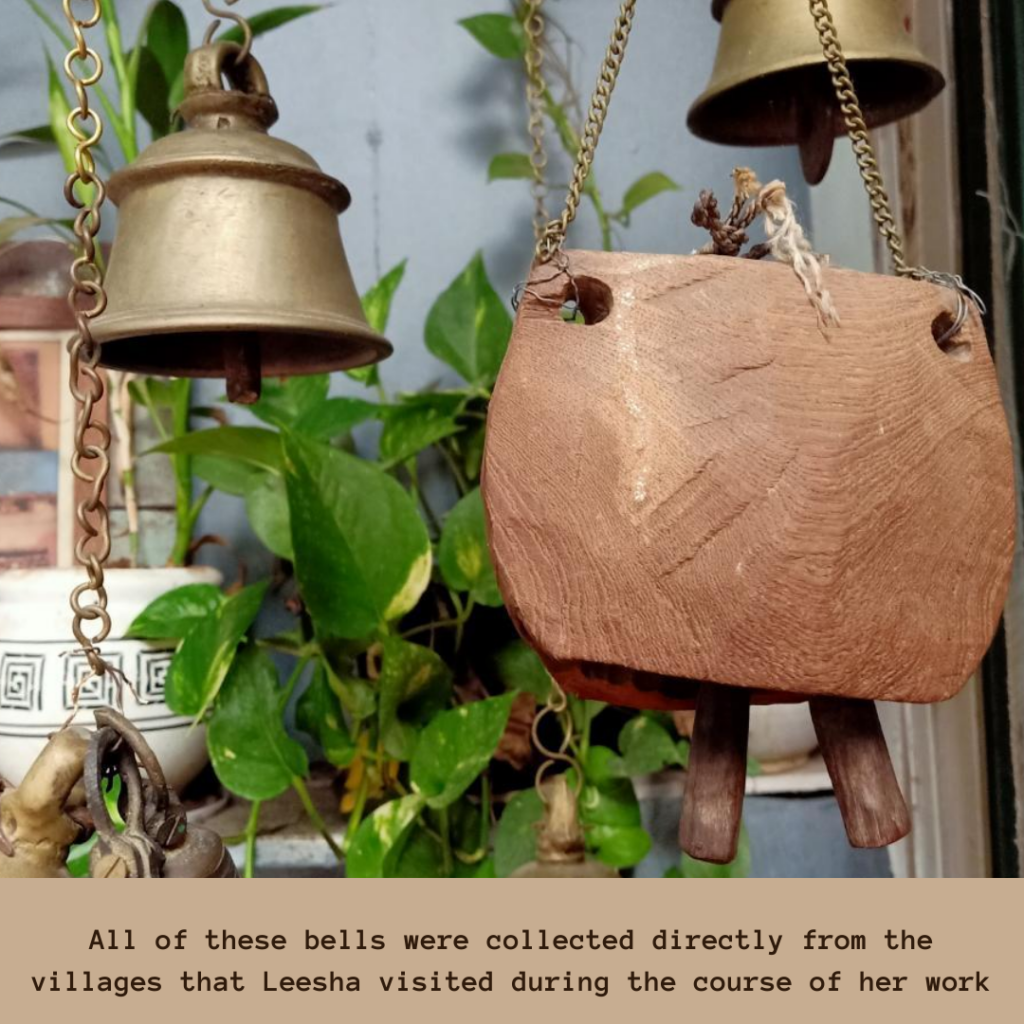 These bells were collected directly from the villages when Leesha traveling | Pune home tour | Thekeybunch
