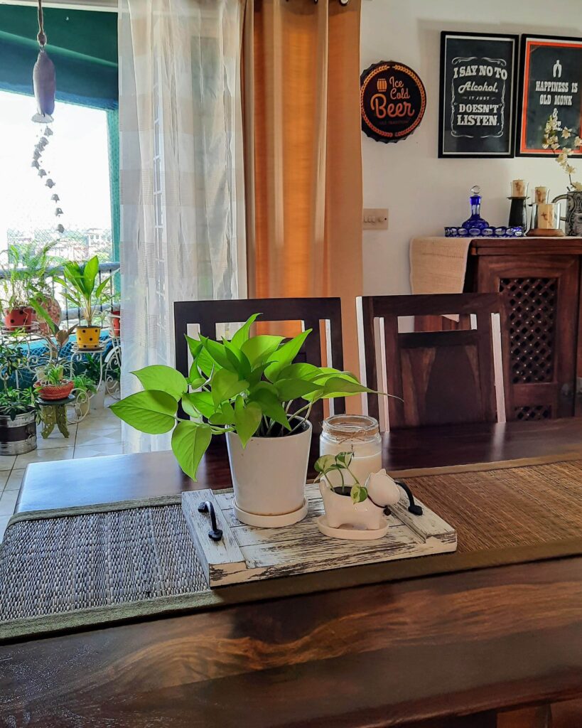 dining room near the balcony | Upasana Talukdar home tour | thekeybunch decor