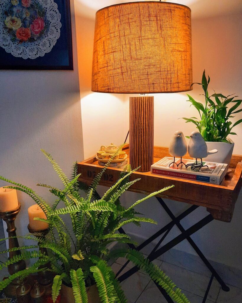 Table lamp at the corner of the room | Upasana Talukdar home tour | thekeybunch decor