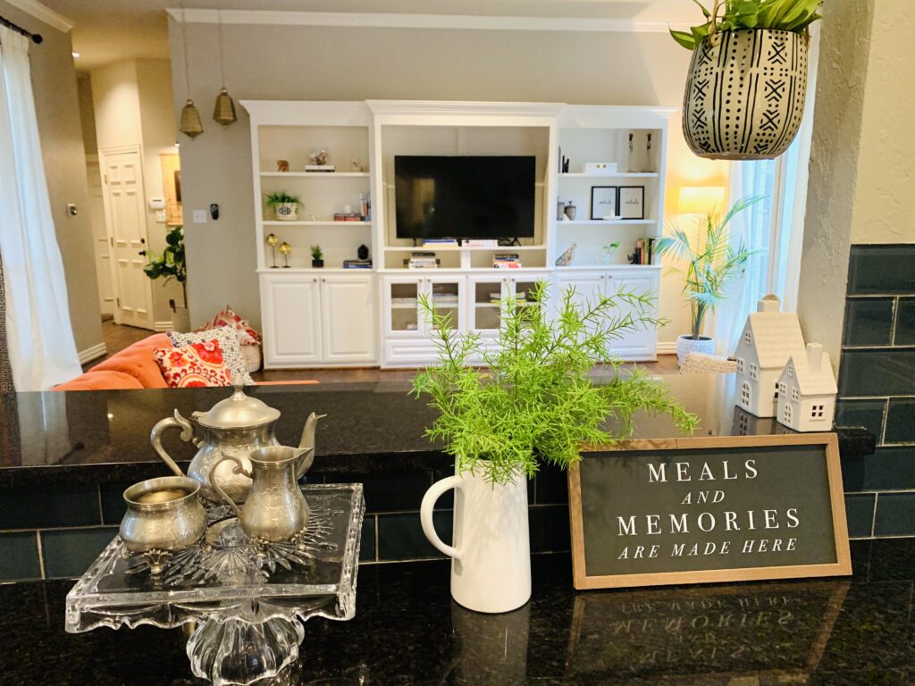 old tea set from Ruma mom’s wedding trousseau now proudly sitting in her kitchen | Ruma's Indian Home in Texas | theKeybunch decor blog