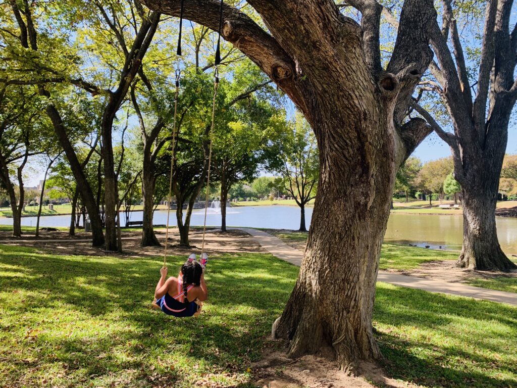 Swing hanging on a tree branch | Ruma's Indian Home in Texas | theKeybunch decor blog