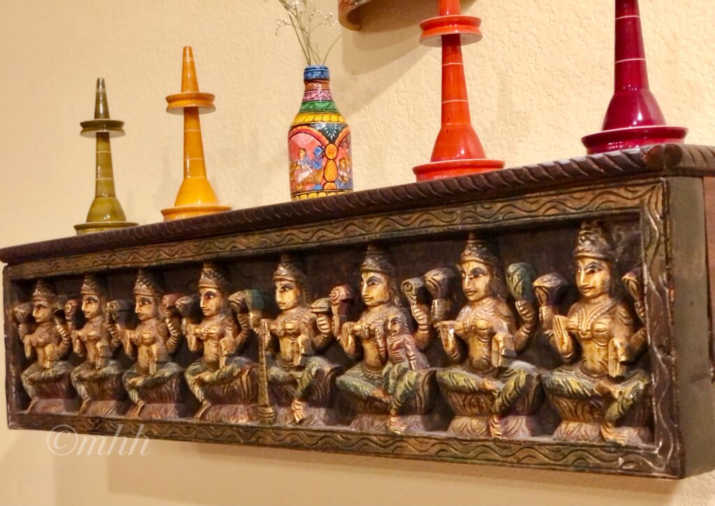 Home tour of Meena Harish | The antique panel repurposed as a wall shelf