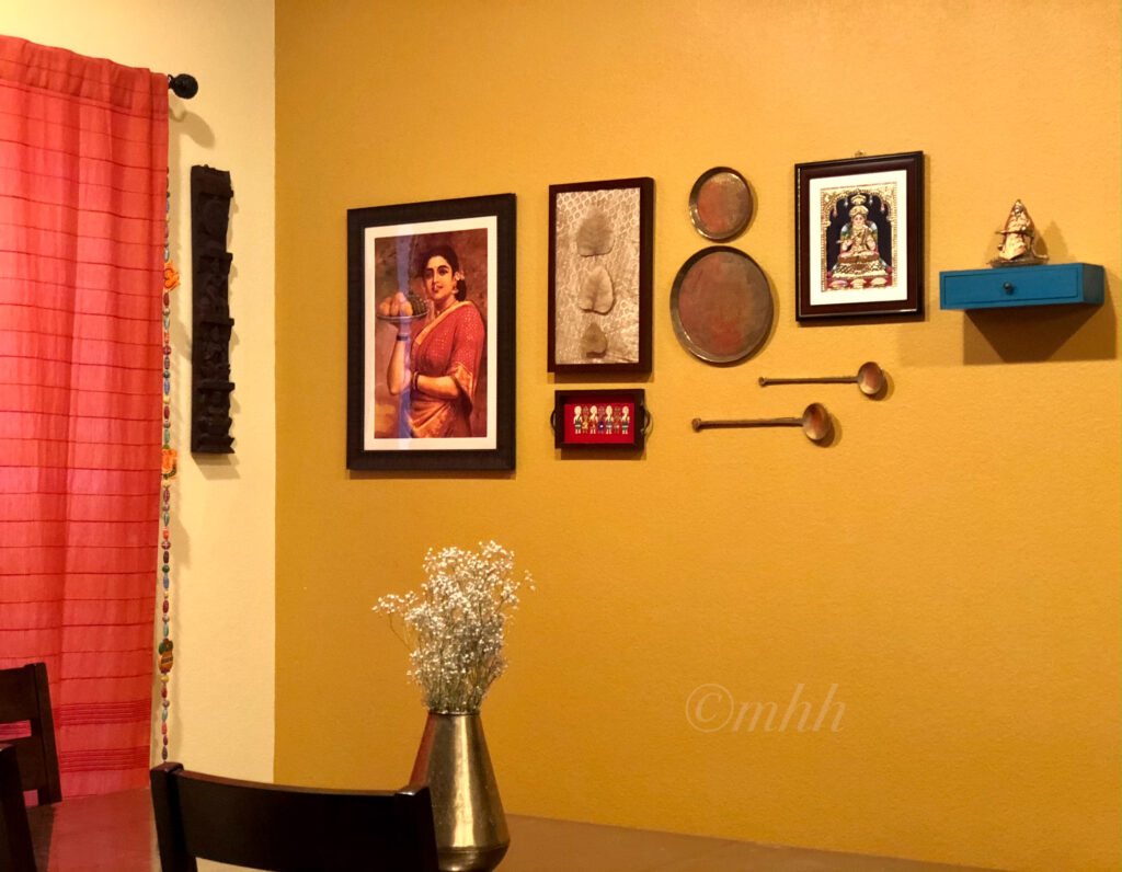 Home tour of Meena Harish | The yellow dinning room wall