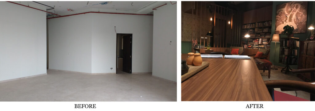 Before and after view from the dining space - 'Sir' Indian Movie set | theKeybunch decor blog