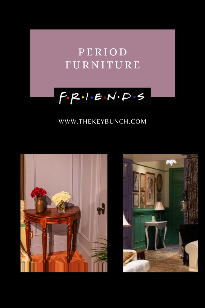 The period furniture was part of the set - the copper vase on the left pic and the lovely gallery wall atop the white console | DECOR ELEMENTS FROM THE SET THAT ARE COOL EVEN TODAY | theKeybunch decor blog
