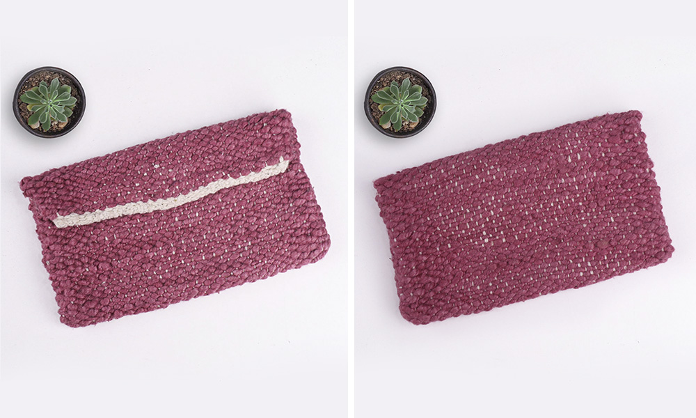 back and front view of the coin purse | 6 Tapestry DIYs on Muezart's home-use loom