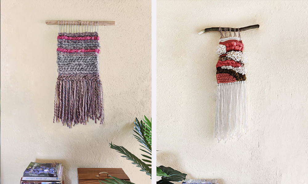 2 beautiful wall hangings made with home tapestry loom | 6 Tapestry DIYs on Muezart's home-use loom