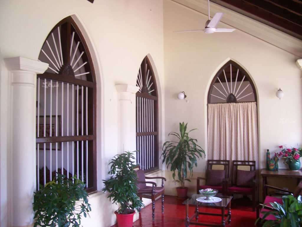 The one side of the T-shaped sopo or the verandah is where the family congregates after a meal, or when greeting visitors | Belmont House in Mangalore, India | TheKeybunch decor blog