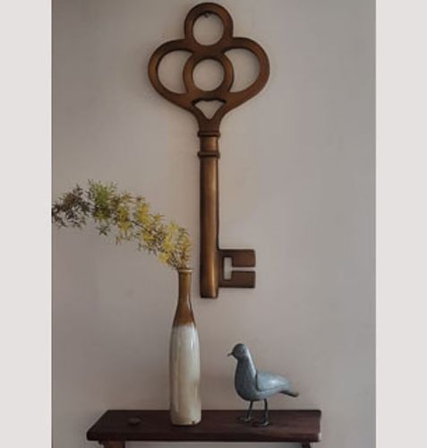 Large metal key in brass wall decor | TheKeybunch decor product