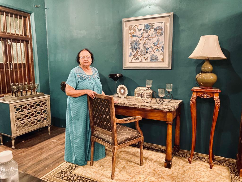 Villa Rashmi - A Heritage Gem in Mumbai | Rashmi with antique furniture at the corner of the living room | TheKeybunch decor blog