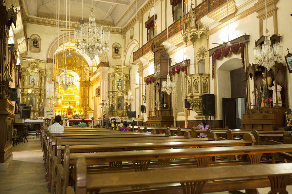 Betalbatim in Goa, India | The beautiful inside view, Our Lady of Remedios Church | TheKeybunch decor blog