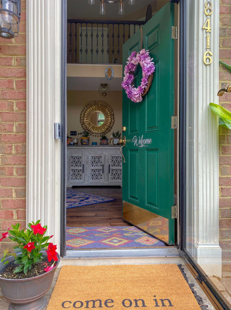 Chitra's Joy-Infused Boho Eclectic home | The beautiful front door decor