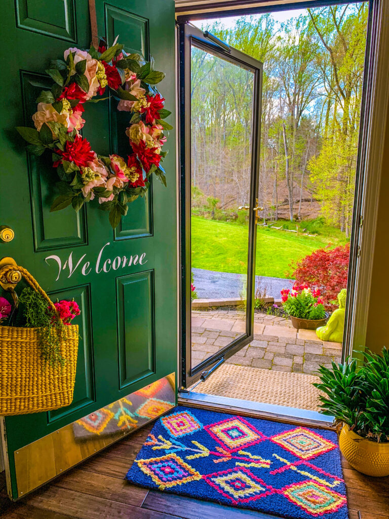 Chitra's Joy-Infused Boho Eclectic home | A beautiful wreath and entryway