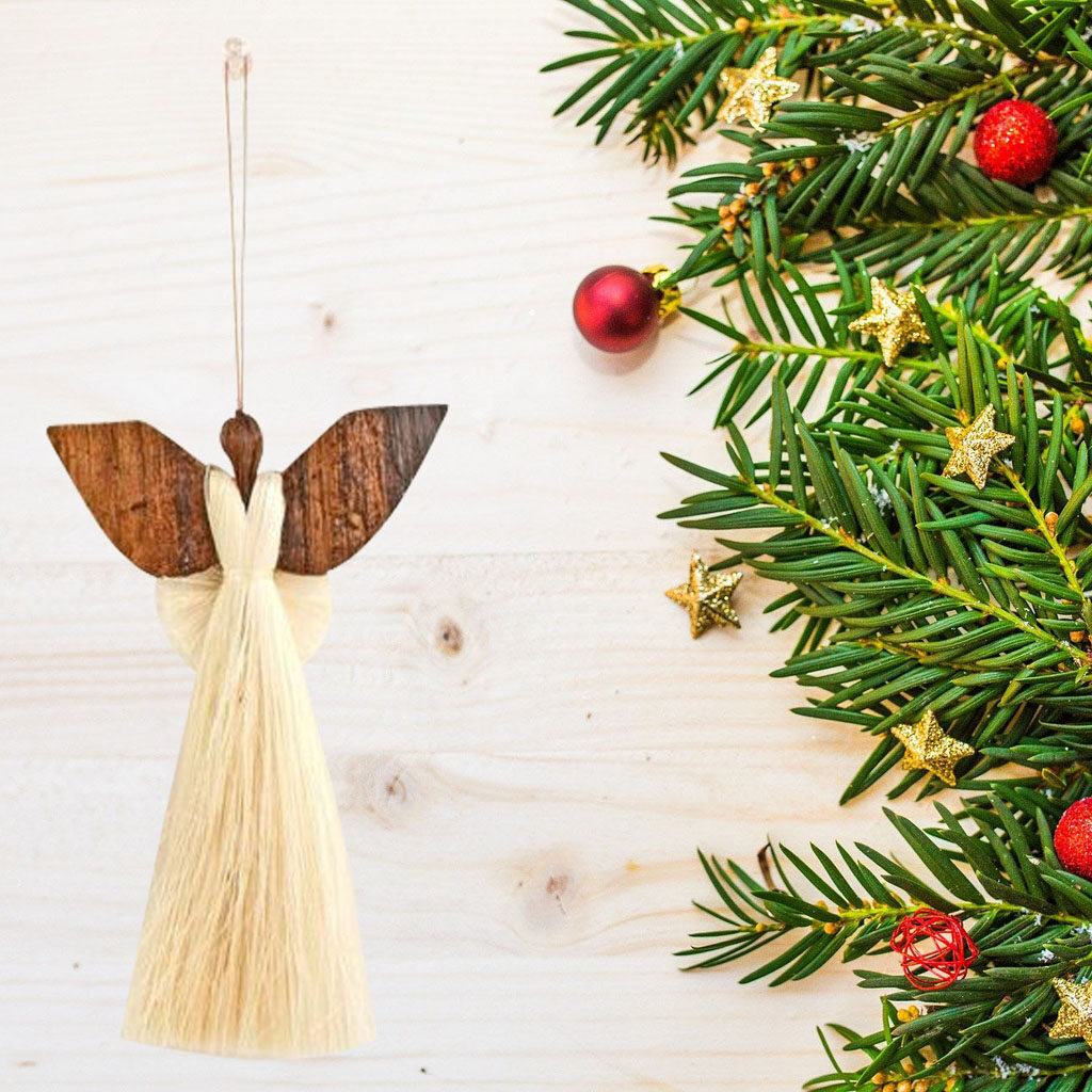 Christmas products from thekeybunch store | A pretty sisal and wood angel ornament