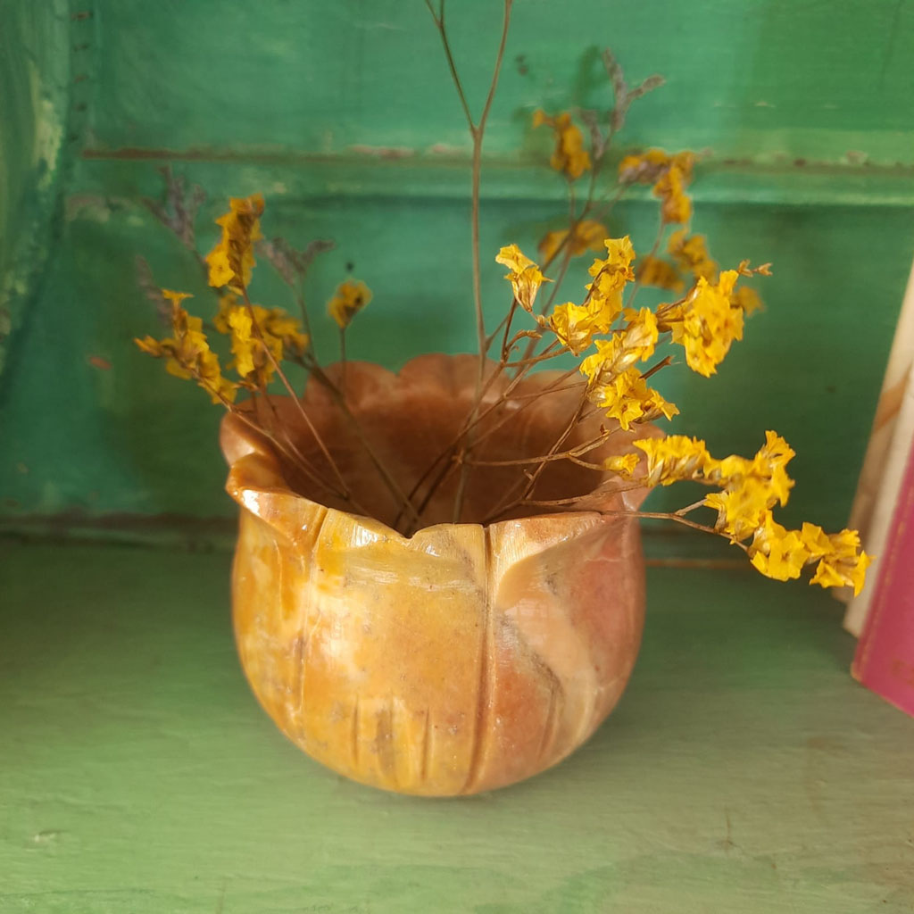 Spring decor and Products | Soapstone container, multipurpose for use as a diya, candle holder, pen stand or vase