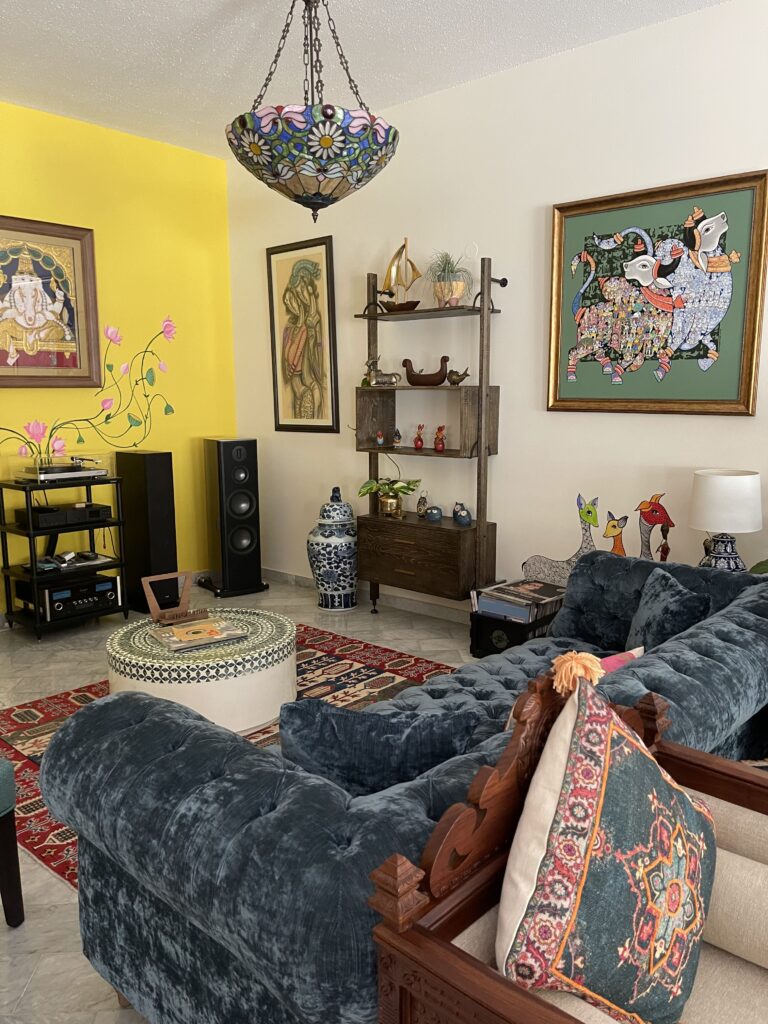 Prameela Nair's Art-Infused Home Abudhabi | Pichwais, Tanjores and Indian art by upcoming artists feature prominently in the Nair’ home