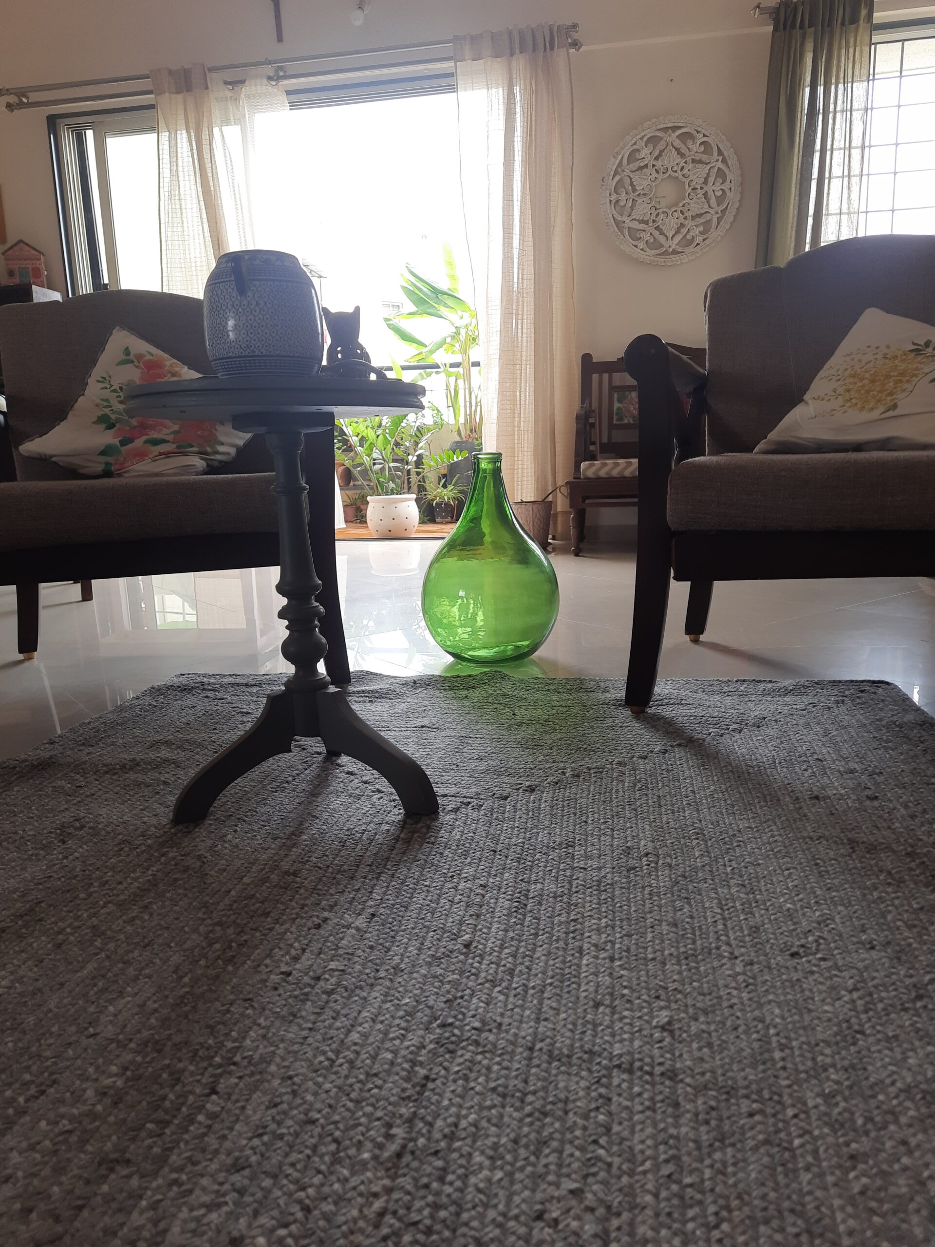 Demijohns in Indian Decor | Demijohn wine bottle at the living room