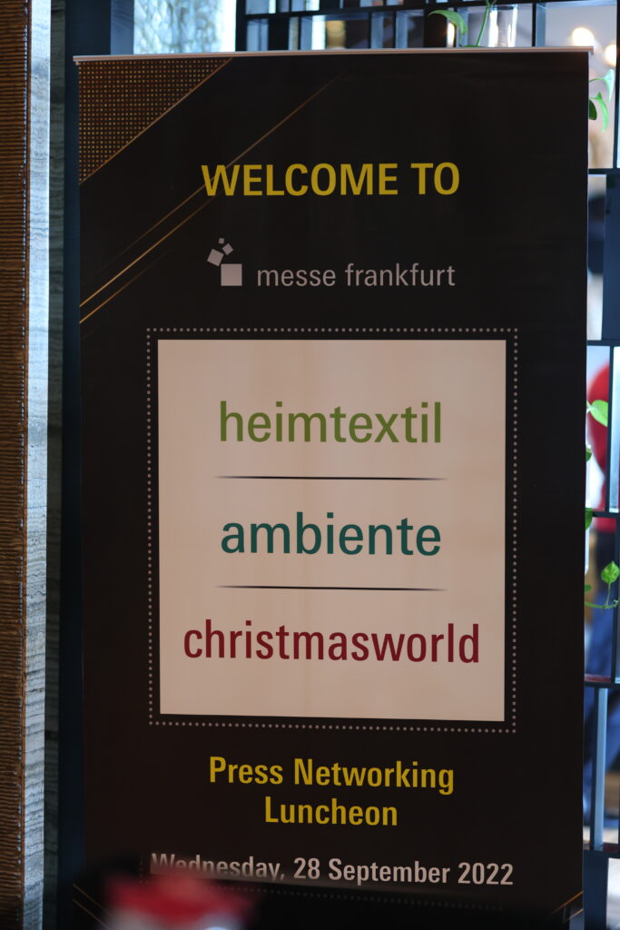 Messe Frankfurt India| Ambiente's upcoming fair in Frankfurt, Germany | Press networking luncheon held in Mumbai 28 Sept 2022, Messe Frankfurt presented the blueprint for the upcoming exhibitions – Heimtextil, Ambiente and Christmas World