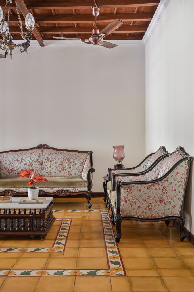 Raja’s Cottage - A traditional Mangalore home with a Chettinad Flavour | upholstery and antique furniture