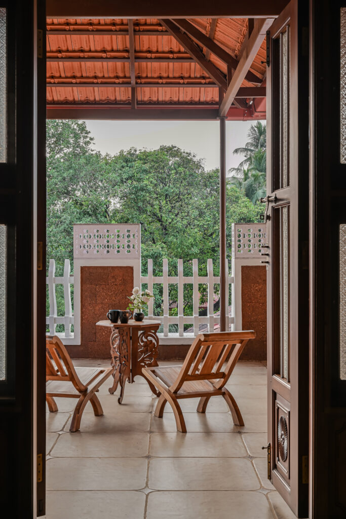Raja’s Cottage - A traditional Mangalore home with a Chettinad Flavour | balcony sit out 