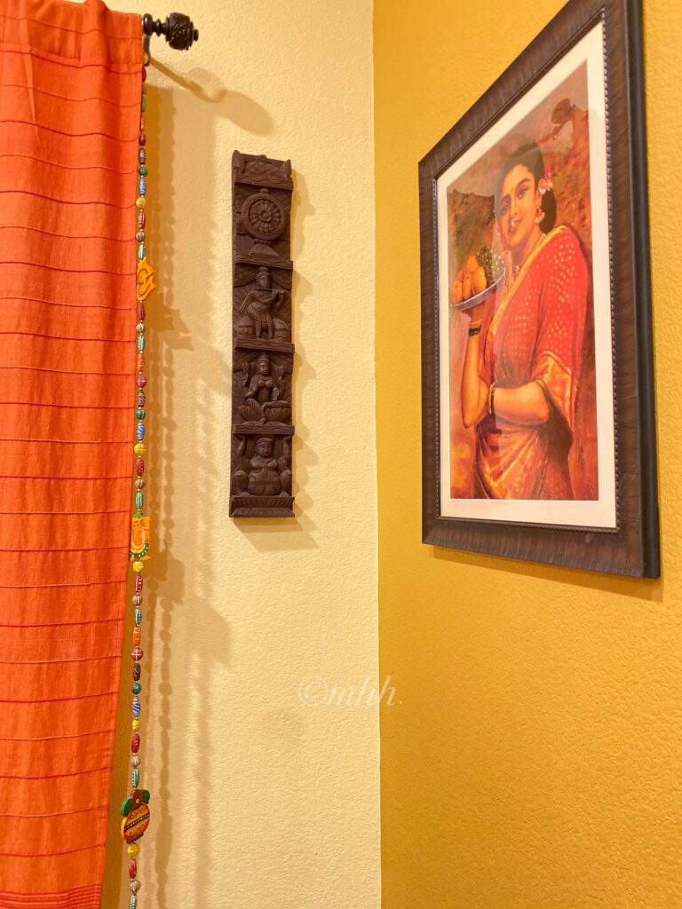 Home tour of Meena Harish | Ravi Varma’s Maharashtrian lady frame at the dining wall