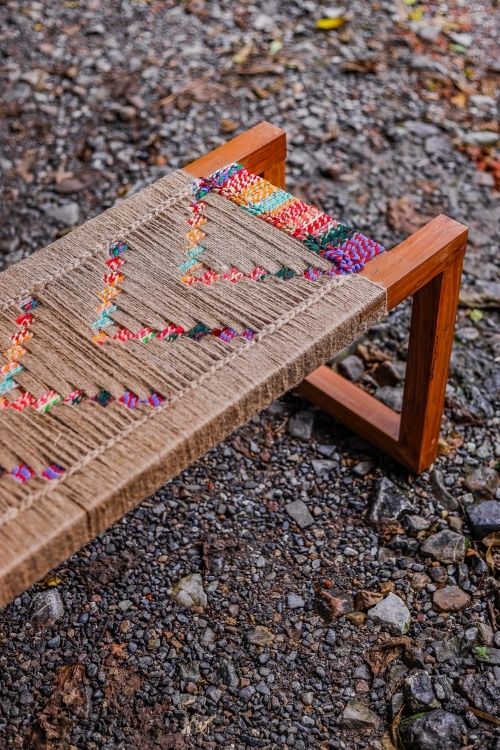 Wooden bench with woven jute, timeless designs crafted with impeccable weaving patterns | Women artisans brand in India