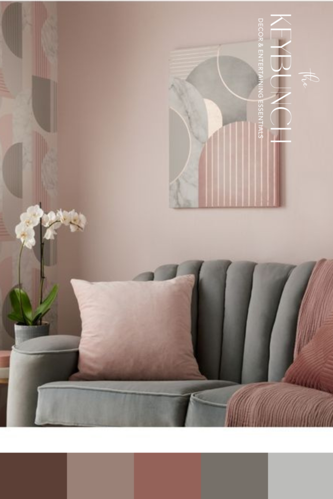 Asian Paints colour 2023 Silver Escapade | Colour palette of grey and pink at the living room