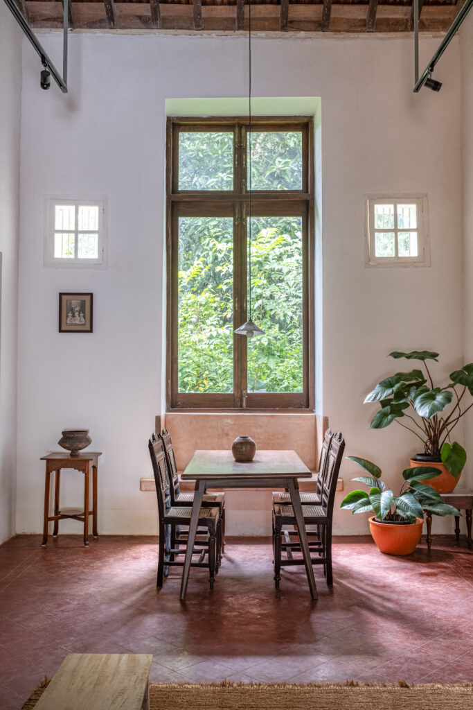 The beautiful restored heritage house - dining room with outside view | Heritage home in Parra