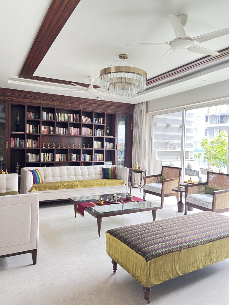 Living area with large window | Ranjana and Milind's apartment in Pune