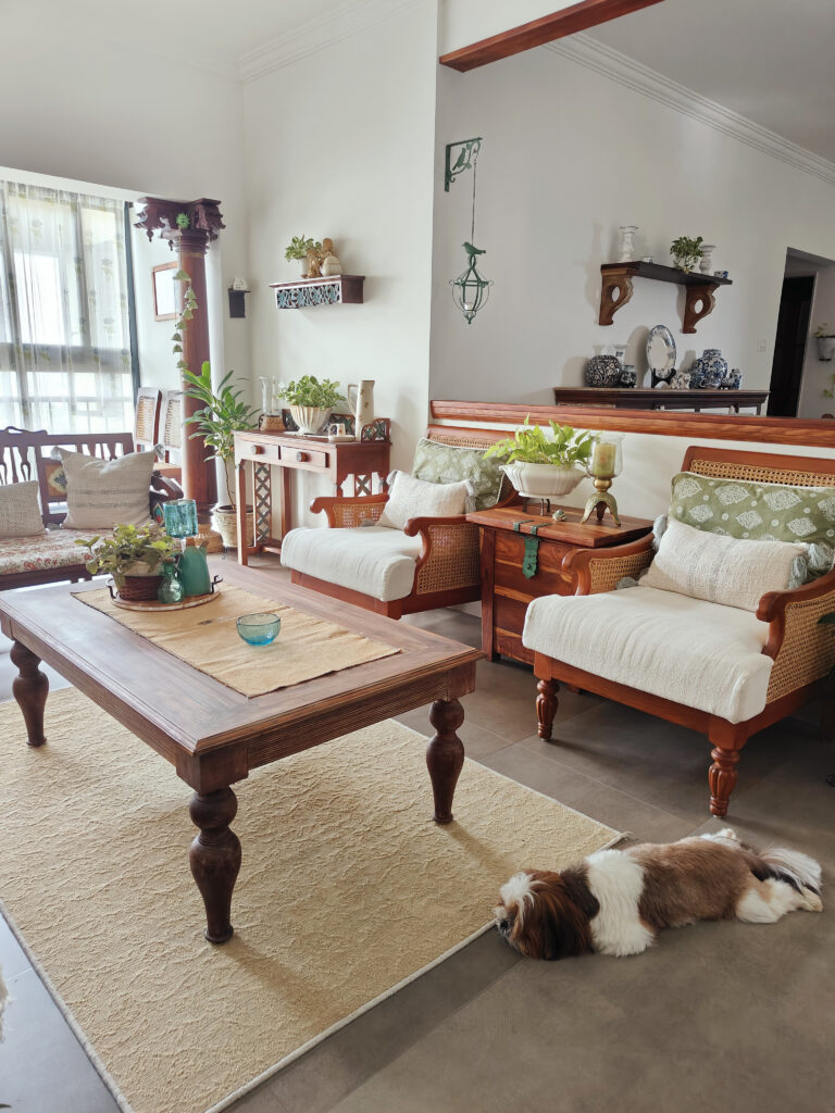 The home has a theme of white, green and wood | Girija home tour in Kochi
