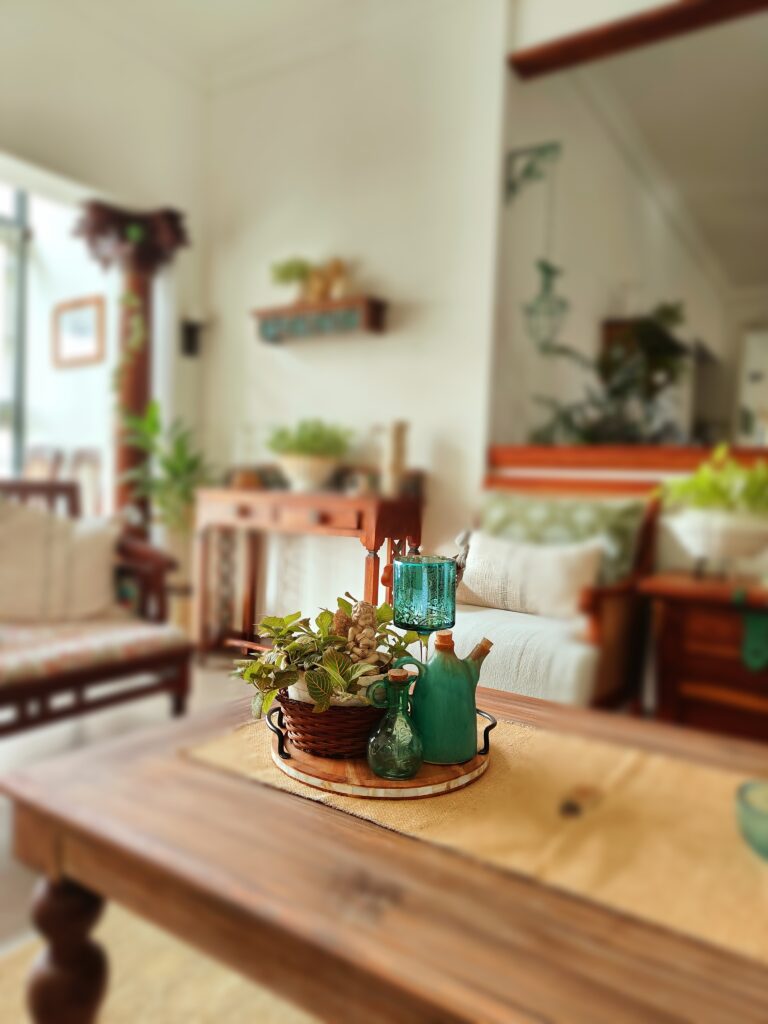 living room center table decor | Girija home tour in Kochi