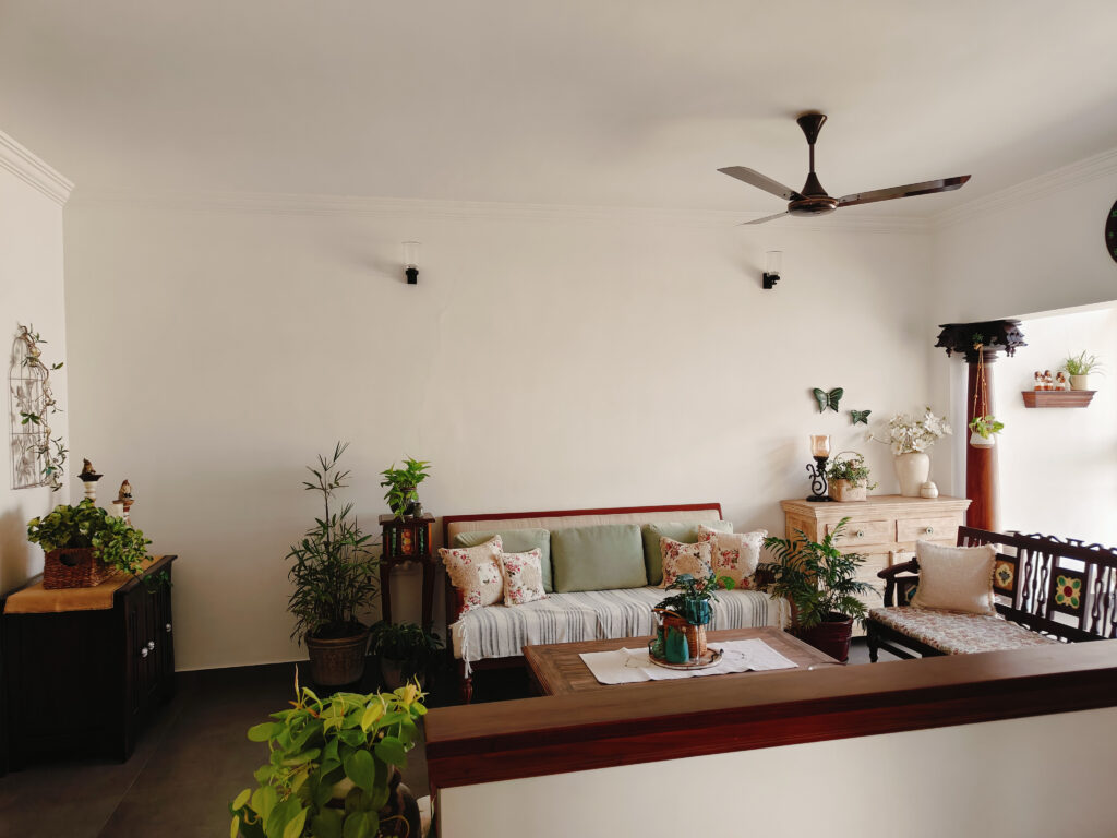 the living room area | Girija home tour in Kochi